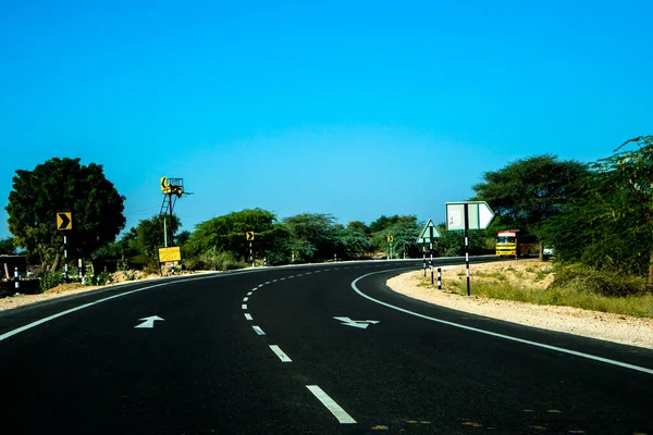 Highway, path, road in Desert of Rajasthan, India
