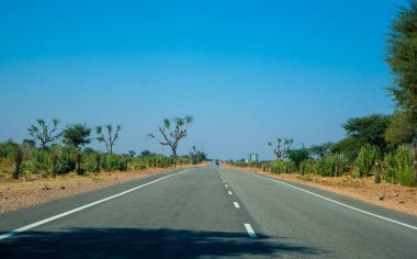 Hindistan, Rajasthan Çölü 'nde otoyol, patika, yol 