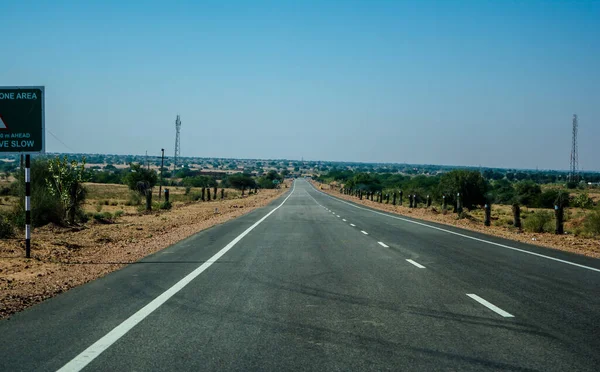 Hindistan Rajasthan Çölü Nde Otoyol Patika Yol — Stok fotoğraf