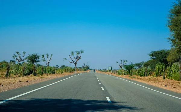 Highway Path Road Desert Rajasthan Índia — Fotografia de Stock