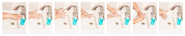 Händehygiene Schritte Zur Reinigung Der Hände Mit Seife Zum Händewaschen — Stockfoto