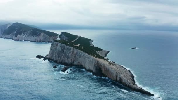 Vista Aérea Cabo Ducato Ilha Lefkada Grécia — Vídeo de Stock