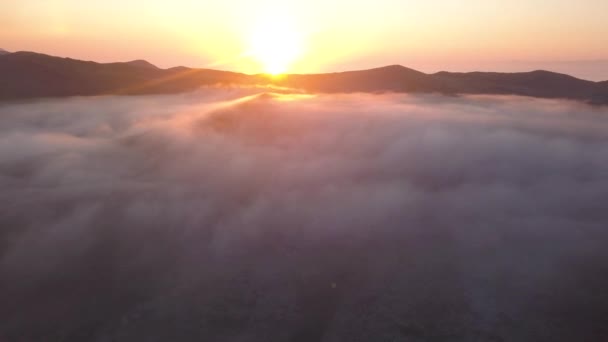 Vista Aérea Isla Olkhon Misty Dawn Lago Baikal Invierno — Vídeo de stock