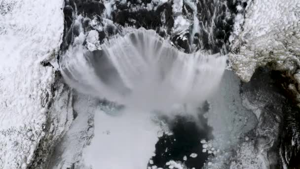 Prachtige Skogafoss Waterval Ijsland Winter Uitzicht Bij Zonsopgang — Stockvideo