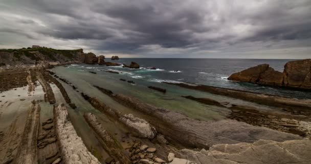 Δραματική Άποψη Της Playa Arnia Κανταβρία Ισπανία Από Ιανουαρίου Μέχρι — Αρχείο Βίντεο