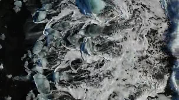 Ice Rock Avec Black Sand Beach Jokulsarlon Beach Diamond Beach — Video