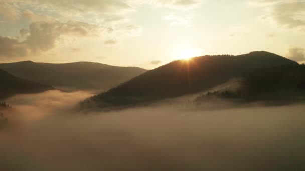 Misty Αυγή Στα Βουνά Όμορφο Τοπίο — Αρχείο Βίντεο