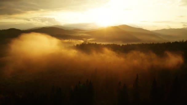 Misty Αυγή Στα Βουνά Όμορφο Τοπίο — Αρχείο Βίντεο