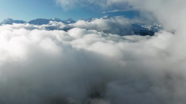 Misty Winter Sunrise Het Zwitserse Alpen Gebergte Aletsch Arena Zwitserland — Stockvideo