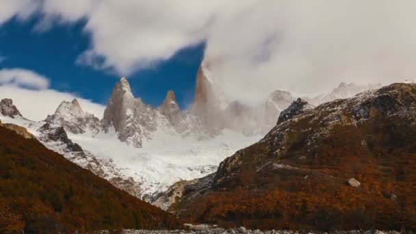 Monte Fitz Roy Amanhecer Argentina Patagônia — Vídeo de Stock