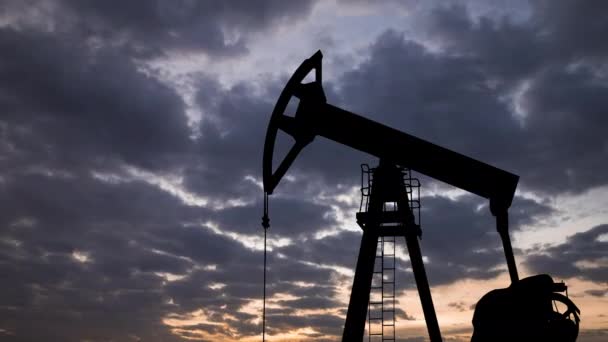 Ölpumpe Vor Sonnenaufgang Welt Ölindustrie — Stockvideo