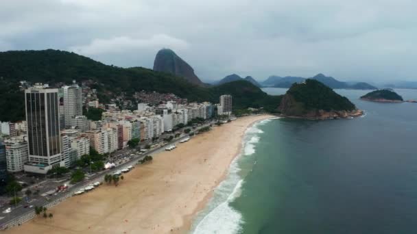 Панорама Рио Жанейро Сумерках Бразилия Пляж Копакабана Закате — стоковое видео