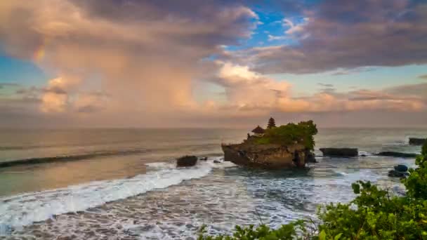 Tempio Pura Tanah Lot Tramonto Bali — Video Stock