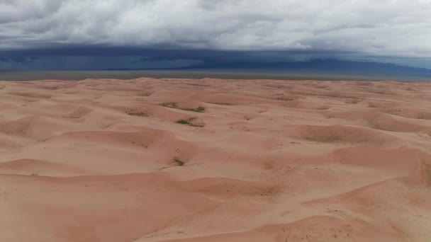 Sturmwolken Über Sanddünen Der Wüste — Stockvideo