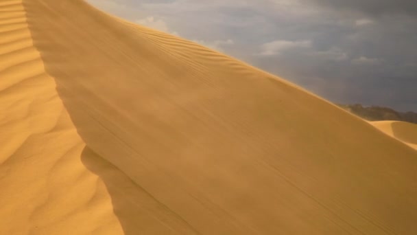 Starker Wind Der Wüste Sand Weht Aus Den Dünen — Stockvideo