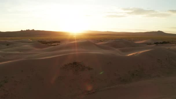Zonsondergang Boven Zandduinen Woestijn — Stockvideo