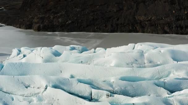 Svinafellsjokull Παγετώνας Στην Ισλανδία Στο Sunset Aerial View — Αρχείο Βίντεο
