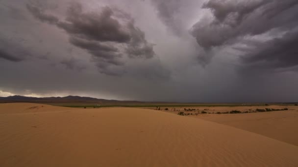 Onweer Woestijn Dramatische Hemel Bliksem — Stockvideo