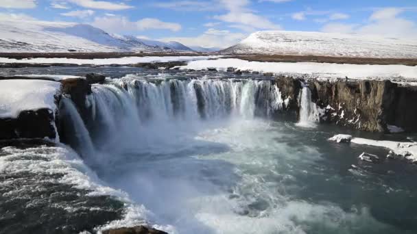 Водопад Годафосс Реке Скальфандафльот Исландия — стоковое видео