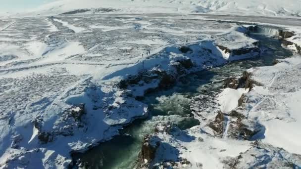 Godafoss Vízesés Skjalfandafljot Folyón Izland — Stock videók