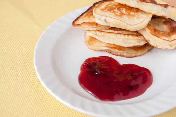 Delicious Pancakes Breakfast Cherry Jam — Stock Photo, Image