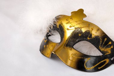Karnaval maskesi ve beyaz boa. Tiyatro günü