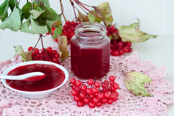 Still Life Jar Jelly Viburnum — Stock Photo, Image