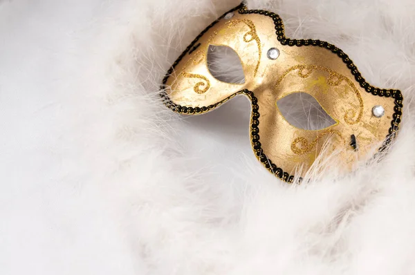 Maska Karnawałowa Biały Boa Dzień Teatru — Zdjęcie stockowe