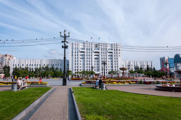 Russia Khabarovsk Agosto 2019 Governo Costruzione Del Territorio Khabarovsk Sulla — Foto Stock