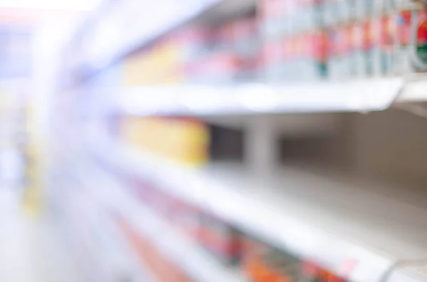 Effetto Sfocato Astratto Scaffali Cibo Vuoti Supermercato Causa Persone Nel — Foto Stock