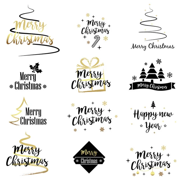 Conjunto de elementos caligráficos de diseño de Feliz Navidad — Vector de stock