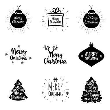 Neşeli Noel mutlu yeni yıl kayıt kümesi