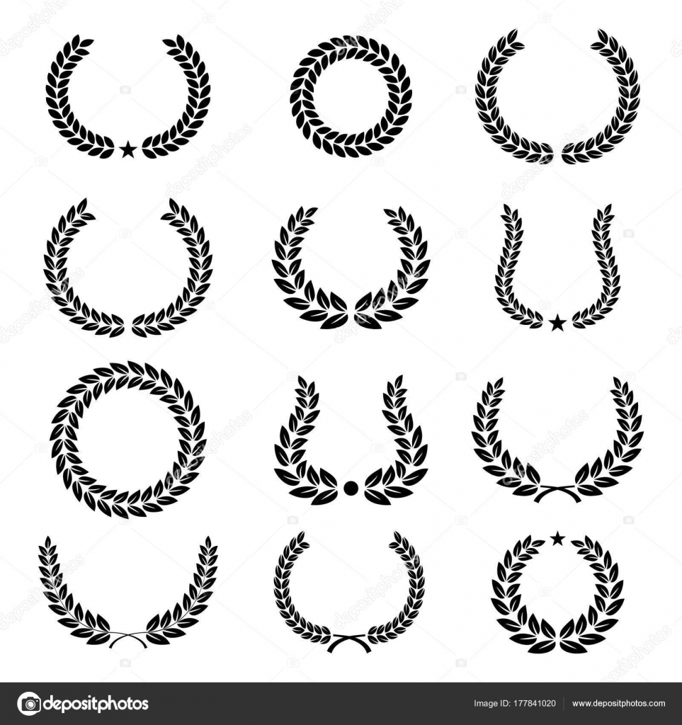 Collection Laurel Wreaths Vector Silhouettes Stock Vector Image By