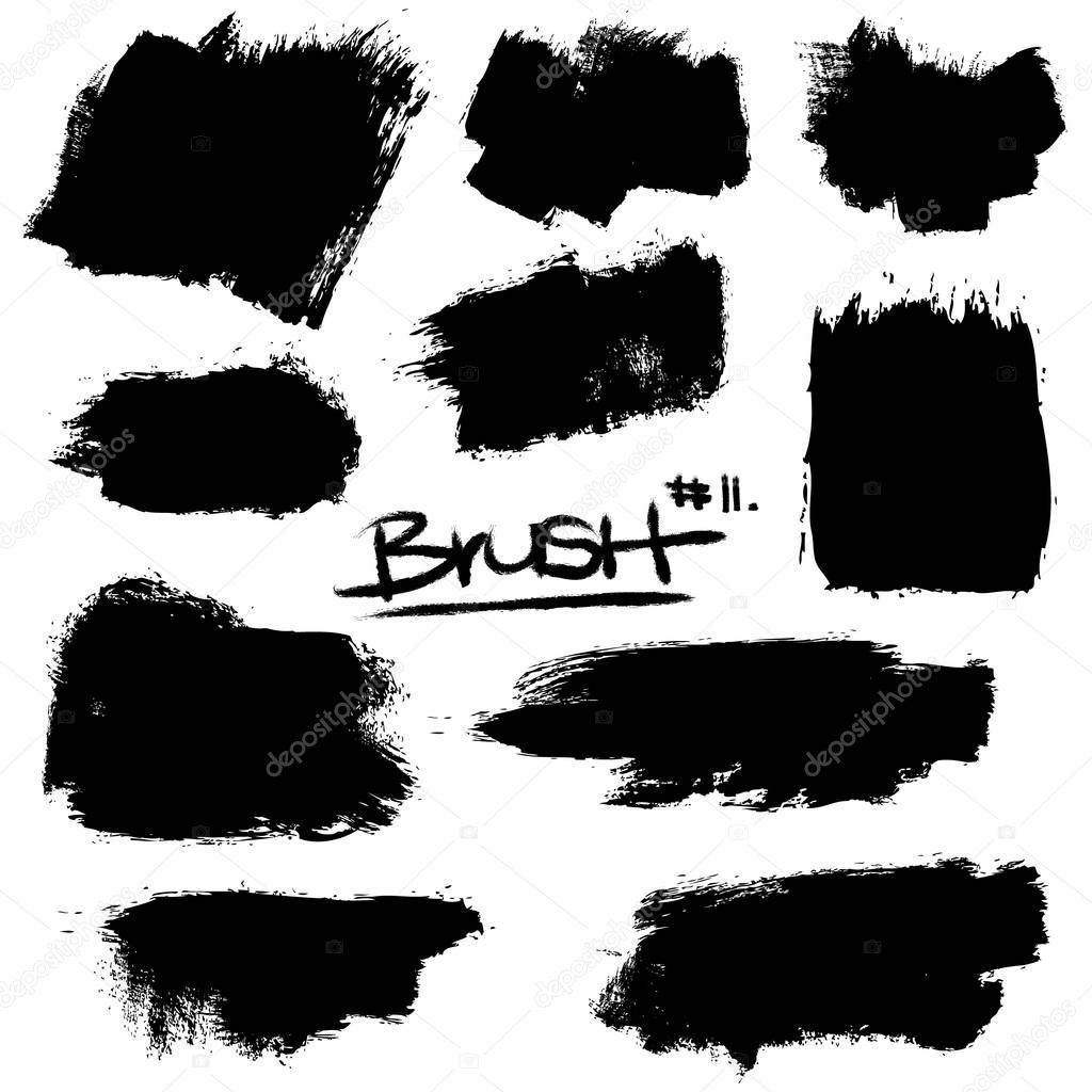 Collection of brush strokes, vector ink elements