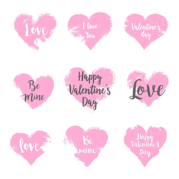 Verzameling Van Grunge Hart Valentine Day Ontwerpelementen — Stockvector