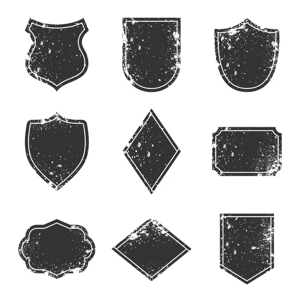 Grunge Labels Design Elements Borders Frames Concept Old Vintage Badges — Stock Vector