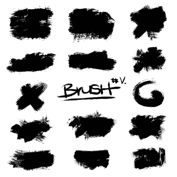 Collection Brush Strokes Ink Vector Elements — Stock Vector