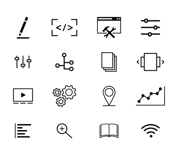 Collection Outline Minimal Modern Web Icons Online Interface Concept — Stock Vector