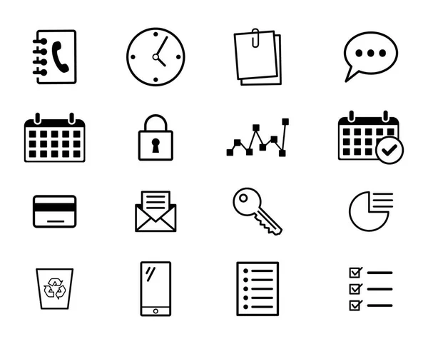 Set Outline Modern Web Icons Minimal Style Business Concept — Stock Vector