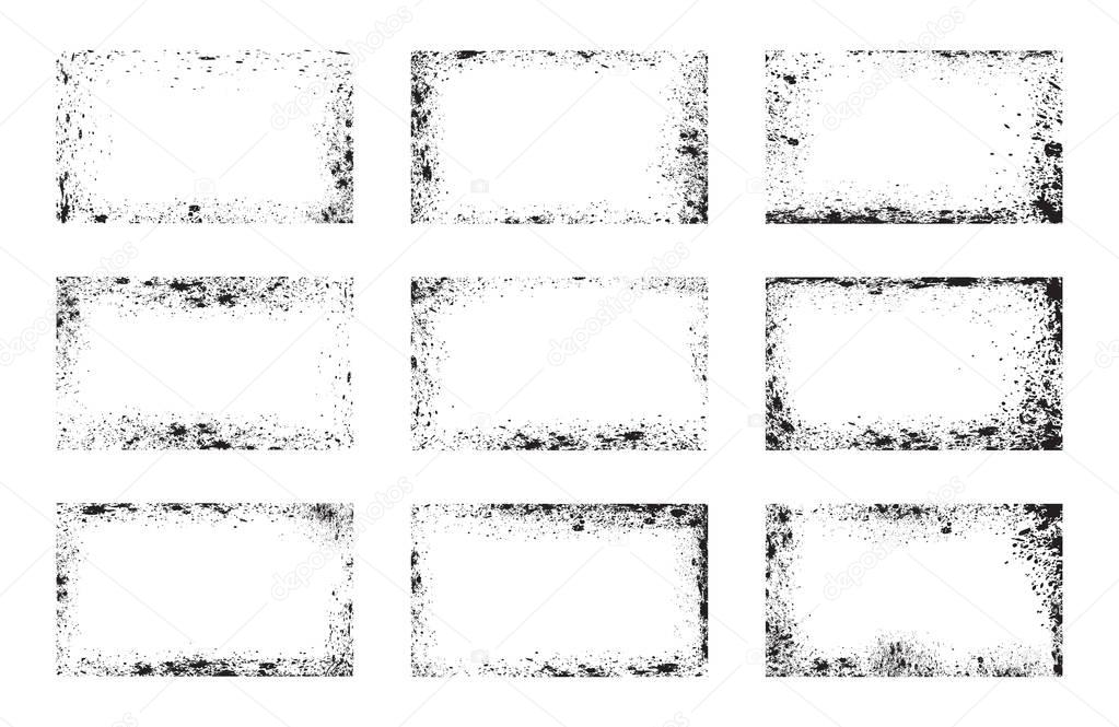 Collection of grunge frames, background overlays, vector dry brush strokes
