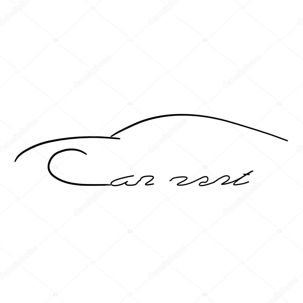 Logo car rent on a white background. Car made of black lines. Silhouette of a car. Eps10 illustration.