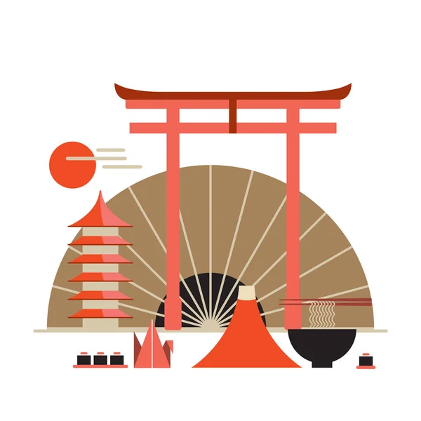Asya tasarım öğeleri koleksiyonu Japonya afiş Hoşgeldiniz — Stok Vektör