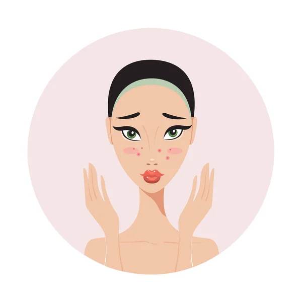 Woman with skin problems — Stock Vector