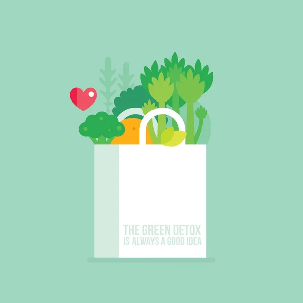 Bolsa con comida saludable — Vector de stock
