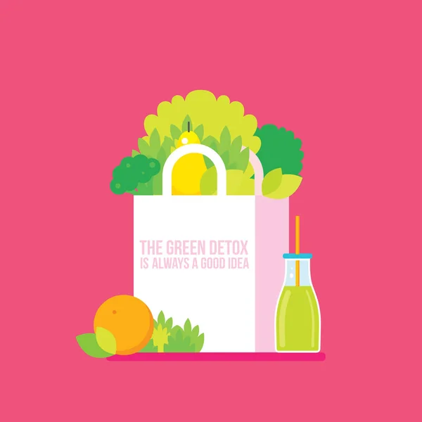 Paquete con frutas y verduras frescas — Vector de stock