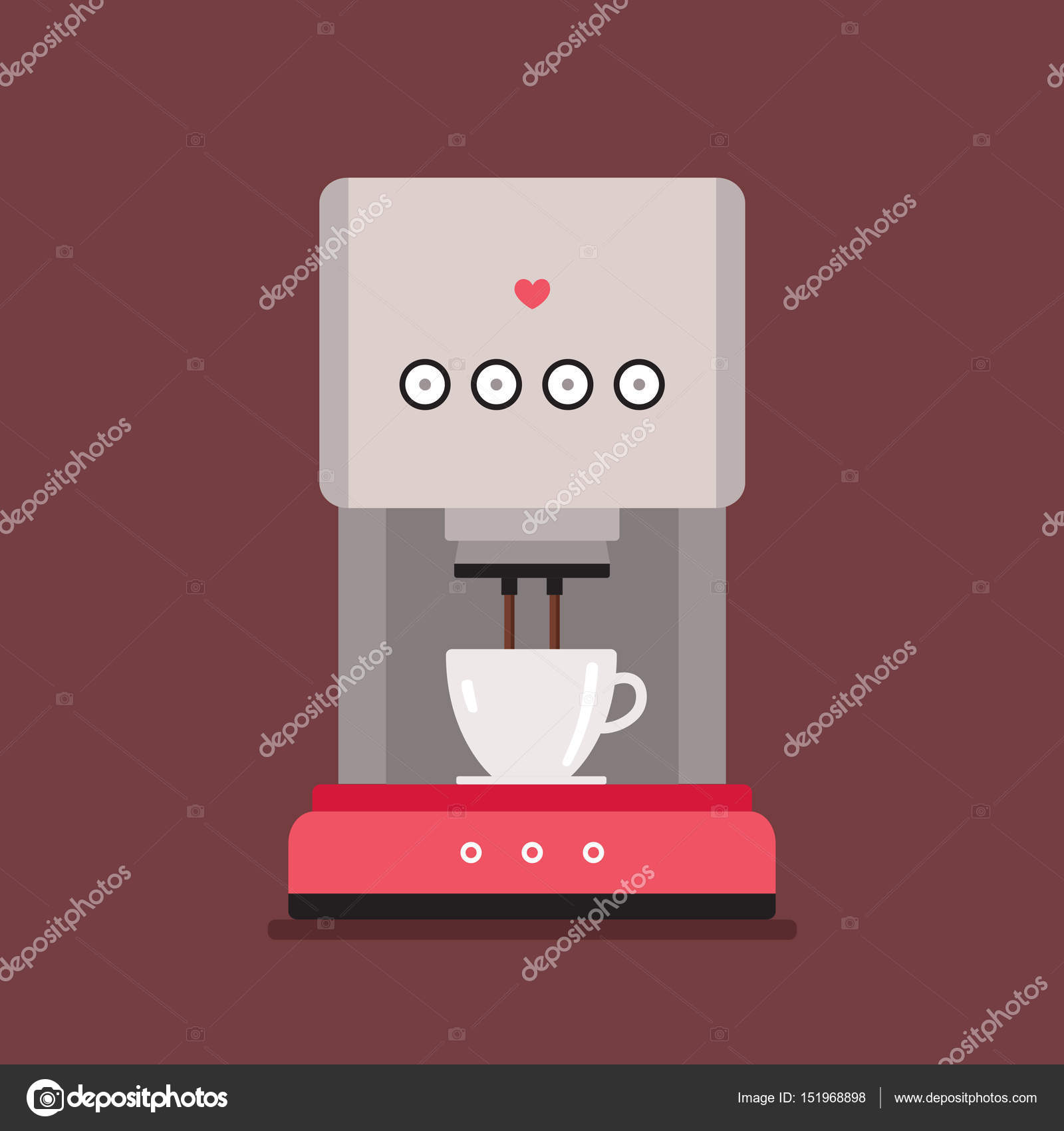 Coffee machine on brown background Stock Illustration by ©anttoniu