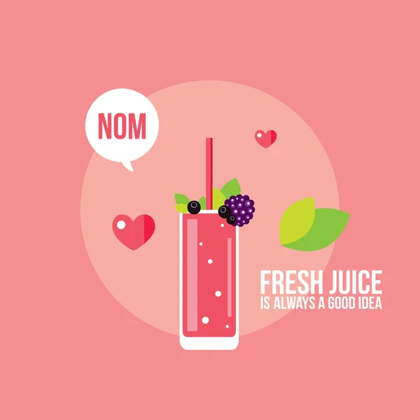 Frisse zomer Smoothie Juice Cocktail drinken met fruit en bessen — Stockvector