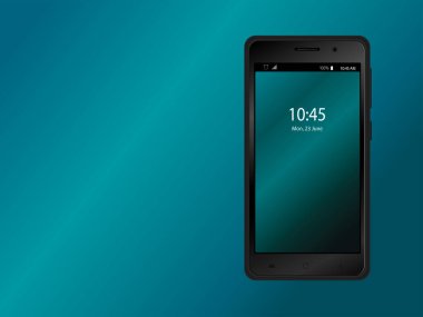  Akıllı telefonun gradyan ekran koruyuculu siyah renkli düzeni. Kablo çerçevesi şablonu. Vektör illüstrasyonu.