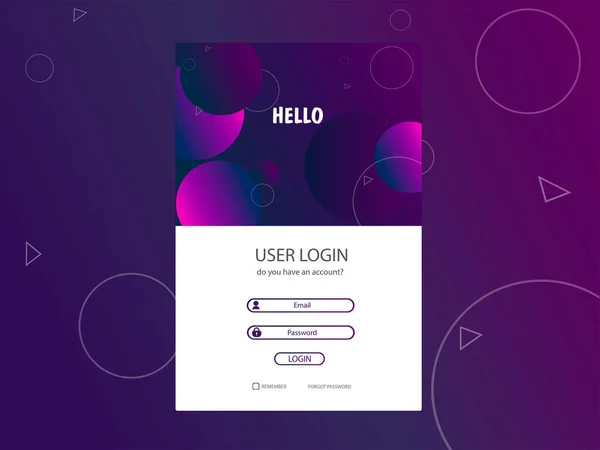 Diseño Colorido Para Pre Grabar Una Página Púrpura Iniciar Sesión — Vector de stock