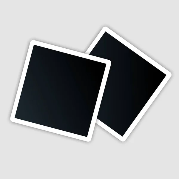 Fotokartenvorlage Mit Weißer Vertiefung Beispielbilder Mit Schatten Auf Grauem Hintergrund — Stockvektor